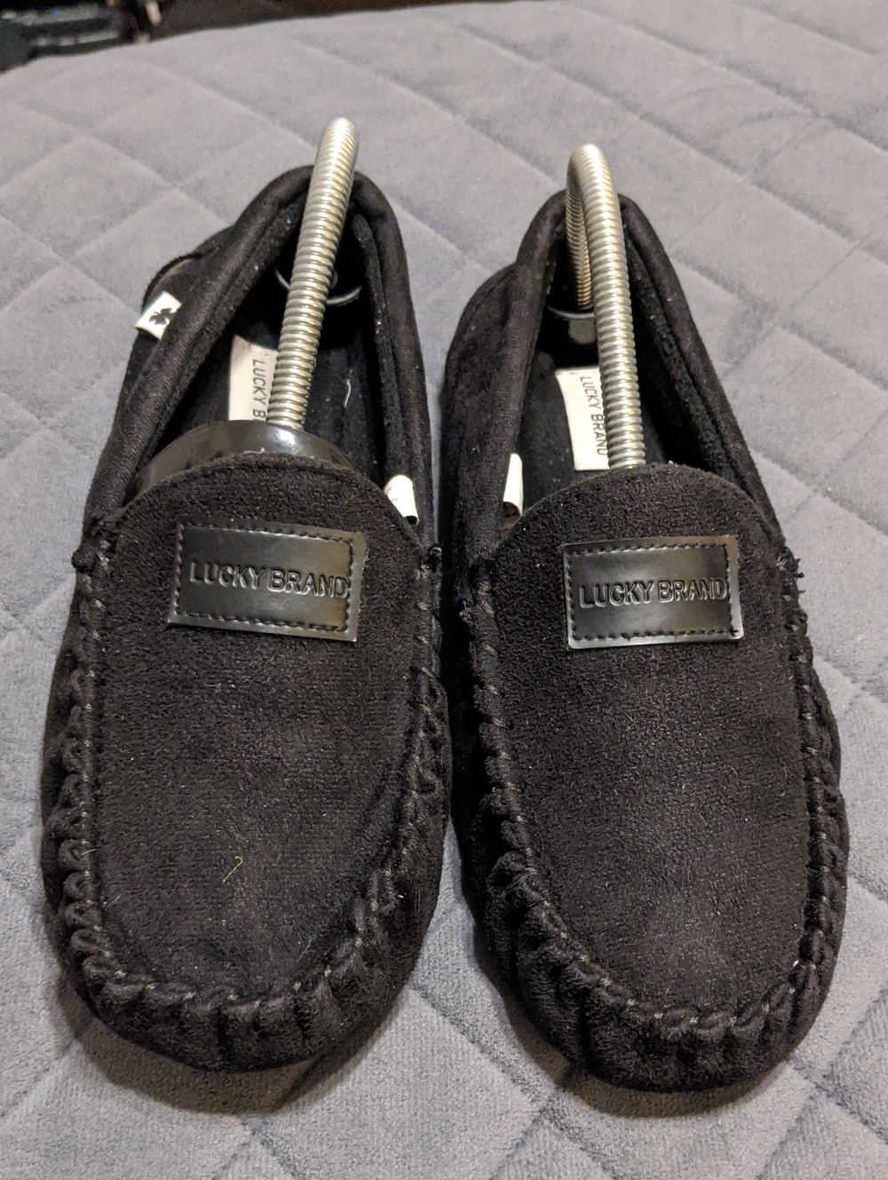 Lucky Brand Black Micro Suede Moccasin Loafer Slippers Boys Size 5